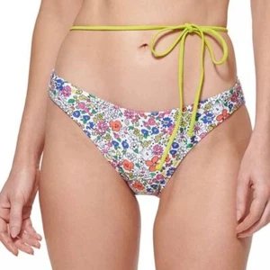 NWT Tommy Hilfiger High Leg Cheeky Bikini Bottoms Penelope Floral Soft White M - Picture 1 of 14
