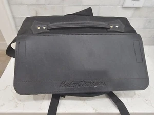 Harley Davidson Black Duffle Shoulder Bag Motorcycle bag Leather top - Picture 1 of 14
