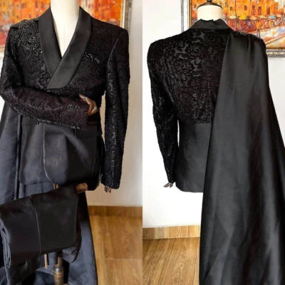 Luxury Men's Formal Suits with Cape Banquet Wedding Graduation Prom Dress Suits - Image 1 of 4