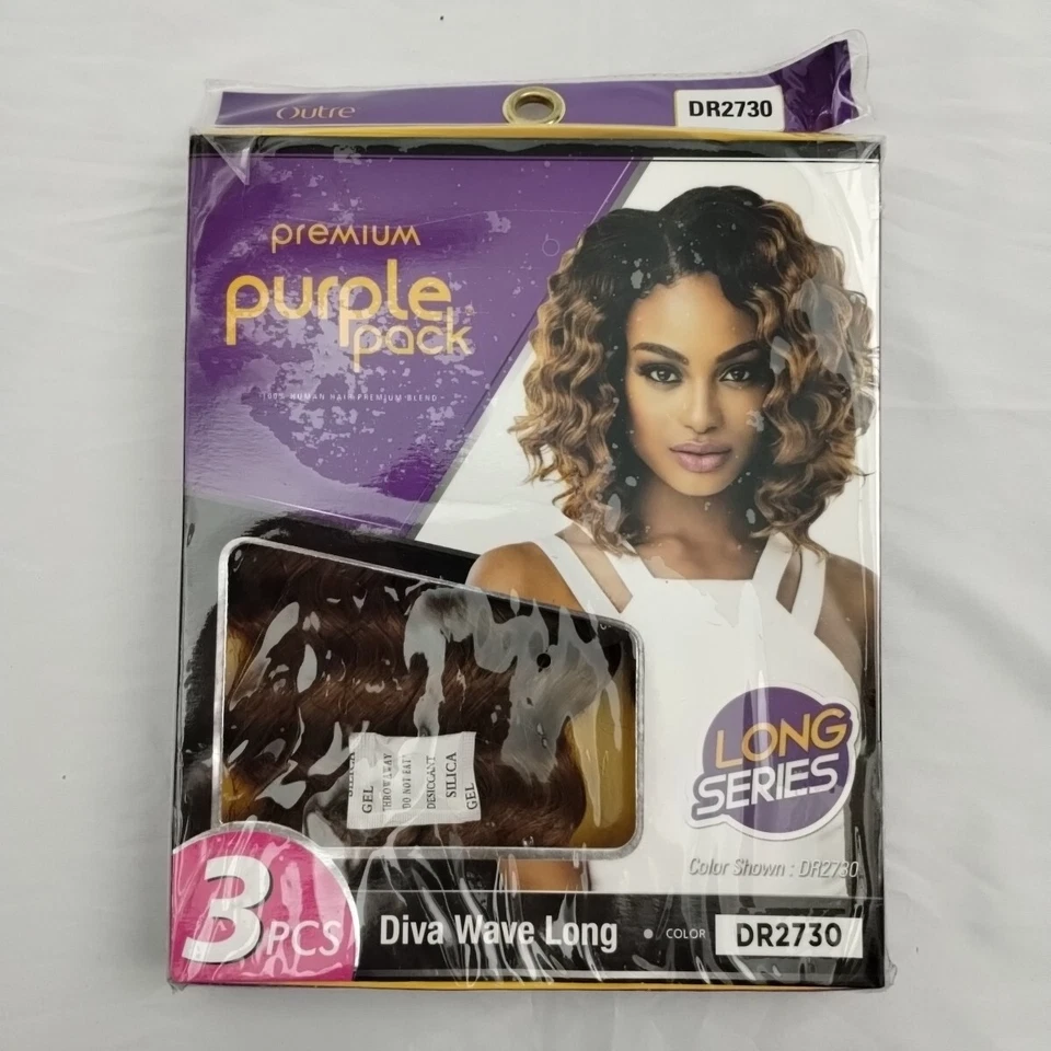 Outre Purple Pack Serie Larga 3 PIEZAS Diva Wave Largo DR2730 100% Humano Nuevo Foto 1 de 4