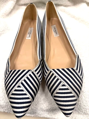 LK Bennett Azul Marino Rayas Savannah Pisos Talla 39 Nuevos con Etiquetas Foto 1 de 4