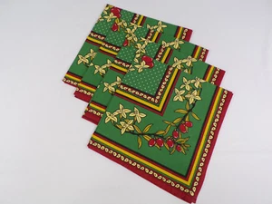 Cloth Napkins 16x16 Stylish Print Pattern in Burnt Orange,Green,Yellow Set of 4 - Picture 1 of 4