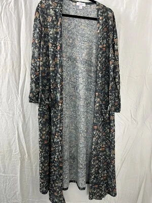 Lularoe Open Duster Cardigan Floral Long Sleeve Pockets Linen Blend Size Small - Image 1 of 4