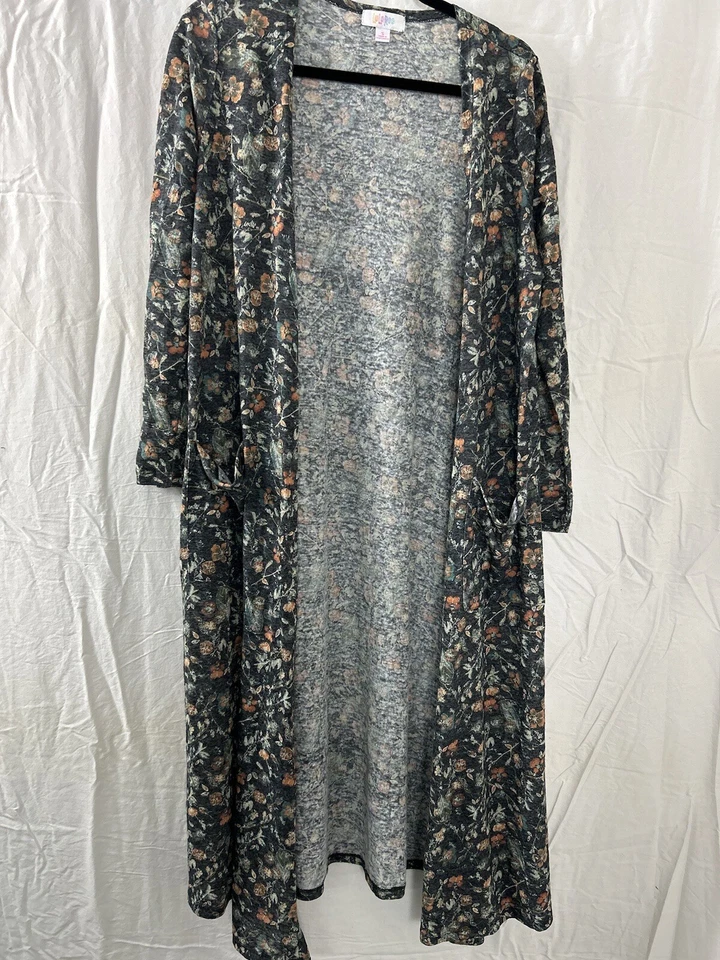 Lularoe Open Duster Cardigan Floral Long Sleeve Pockets Linen Blend Size Small - Image 1 of 4