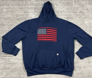 Buffalo Outdoors Hoodie Mens 2XL Blue Long Sleeve 100% Polyester American Flag - Picture 1 of 13
