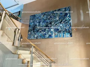 "Blue Agate Wall Panel – Agate Stone Office & Modern Interior Wall Decor" - Picture 1 of 3