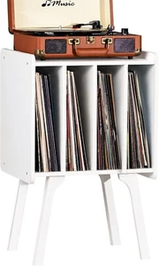 NEW LELELINKY Record Player Stand Width 11.7 In WHITE Vinyl Record Storage Table - Picture 1 of 7