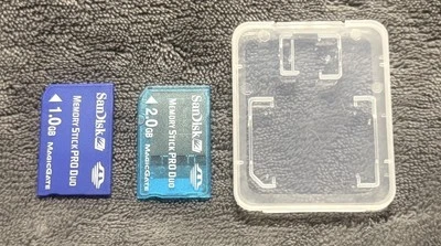 Sony Pro Duo 2Gb & 1Gb Memory Stick Magic Gate Memory cards with Case Tested PSP - Image 1 of 3