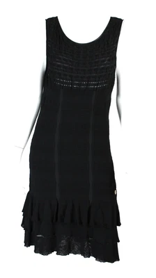 Vestido Vaina ROBERTO CAVALLI Negro Tejido Mixto Dobladillo en Niveles Sin Mangas 44 Foto 1 de 4