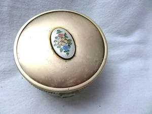 Glass Trinket Box With Brass Lid, Flower Design On Lid - Picture 1 of 5
