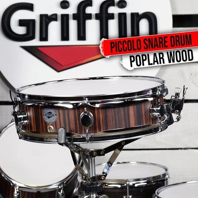 Tarola GRIFFIN Piccolo - 13 x 3,5 choupo de nogueira preto madeira concha percussão - Imagem 1 de 4