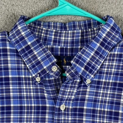 Ralph Lauren Oxford Men's 2XL Blue Plaid Button Down Shirt Business Smart Causal - Image 1 of 4
