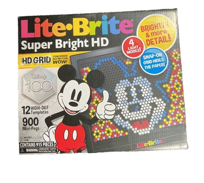 Lite-Brite Super Bright HD Disney 100 Years Edition 900 Mini-Pegs NEW - Image 1 of 2