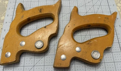 2 asas de madera vintage de 3 agujeros para sierra de mano NICHOLSON COMO SE MUESTRA Foto 1 de 4