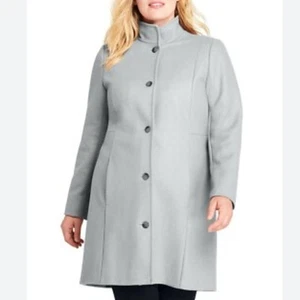 NWOT Lands' End Fit & Flare Wool Blend Mid Length Winter Peacoat Size 16 - Picture 1 of 12