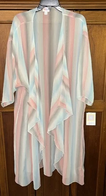 LuLaRoe Shirley Kimono Encubrimiento Fluido Transparente Multicolor Rayas Talla XL NUEVO CON ETIQUETAS Foto 1 de 4