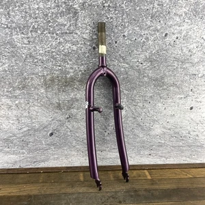Vintage GT Mountain Bike Fork 26in SHORT 1 inch Threaded Canti Purple Steel 80s - Picture 1 of 15