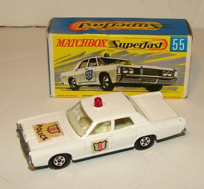 MATCHBOX #55 or 73 Superfast MERCURY Police Car RED BUBBLE W/Original BOX - Image 1 of 4