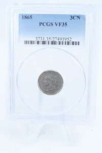 1865-P PCGS VF35 Three (3) Cent Nickel Business Strike 3CN - Picture 1 of 2