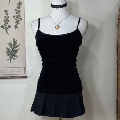 Top Cami Terciopelo Y2k Vintage Años 90 Capricho Gótico Oscuro Coqueta Cisne Negro S Foto 1 de 4