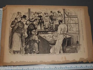 Original LESLIE'S ILLUSTRATED Engraving FASHIONABLE SCENE IN NEW YORK CITY 1882 - Picture 1 of 1