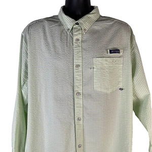 Columbia PFG Men's Fishing Shirt Light Green XL Long Sleeve Seersucker Quick Dry - Picture 1 of 13