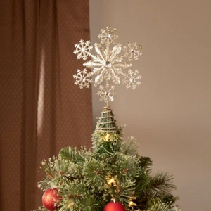 Holiday Time Glitzer Schneeflocke Weihnachtsbaum Topper, Silber 10,5" - Bild 1 von 4