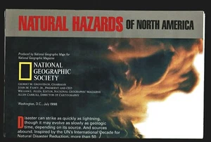 1998-7 July NATURAL HAZARDS OF NORTH AMERICA National Geographic Map EUC - A3+ - Foto 1 di 4