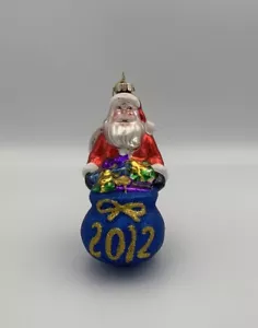 Christopher Radko Scintillante Luminoso Babbo Natale AUTO GIOCATTOLI Vetro Decorazione Natalizia - Foto 1 di 9