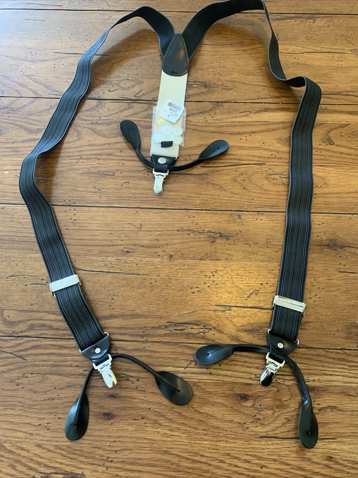 Tirantes para hombre Wearhouse negros grises cuero plateado botones etiquetas nuevas Foto 1 de 4