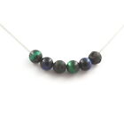 Necklace Beads Tiger Eye Green + Light Blue + Lava 8 Chain In