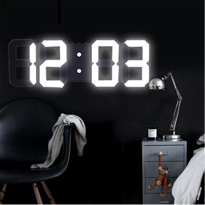 Wall Clock 3D LED Modern Design Digital Table Clock Alarm Night Light  Wall Cloc - Image 1 of 4