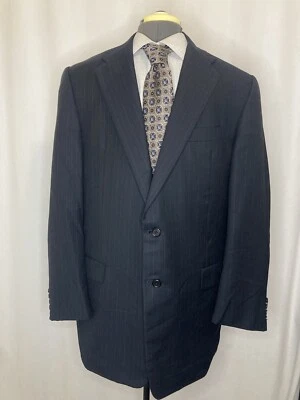 Hickey Freeman Loro Piana Mens Suit Jacket Blazer Sport Coat 42L 46" Gray Stripe - Image 1 of 4