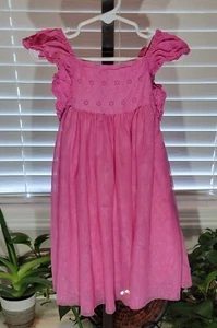 Cat & Jack Smocked Cover Up Ruffled Holed Laced Dress Girls Size 4T Pink - Picture 1 of 3