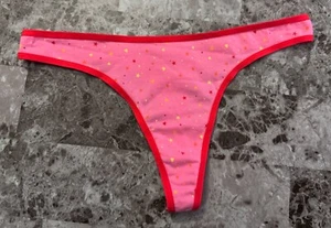 NWT VICTORIA'S SECRET PINK S HEART STAR POLKA DOT VINTAGE RARE THONG PANTIES - Picture 1 of 3