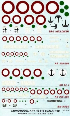 TAURO MODEL TM48/515 INSEGNE NAZIONALI ITALIANE PER ELICOTTERI SCALA 1:48 - Immagine 1 di 4