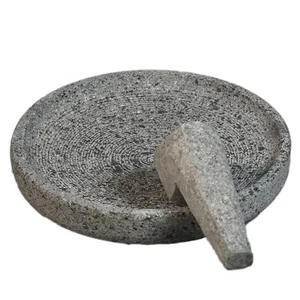 Cobek-Mörser aus vulkanischem Gestein - Traditionelles Zerkleinern und Mahlen M - Bild 1 von 8