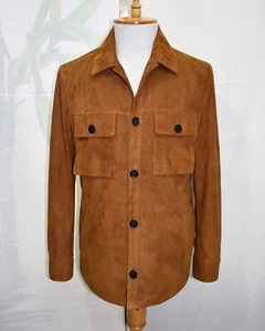 Chaqueta Camisa Para Hombre Lujo Premium Genuina Metis Gamuza Marrón - Imagen 1 de 8