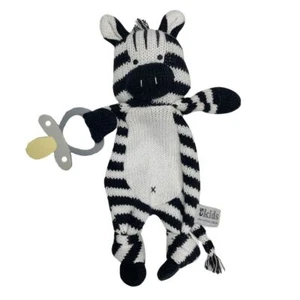 Knitted Zebra Baby Comforter Soft Toy with Dummy Holder 12"/30cm ES Kids - Picture 1 of 3