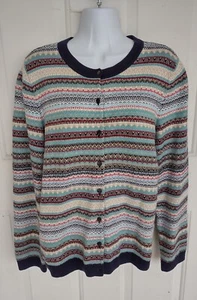 Talbots Fair Isle Cardigan/Sweater-Size LARGE-Button Front Lambswool/Nylon Women - Picture 1 of 8