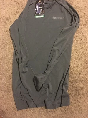 Men's Tesla Small Gray Long Sleeve Base Layer Performance  Work Out Shirt - Image 1 of 4
