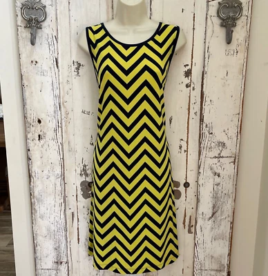Vestido colorido Cynthia Rowley tamanho grande feminino verde azul marinho Chevron - Imagem 1 de 4