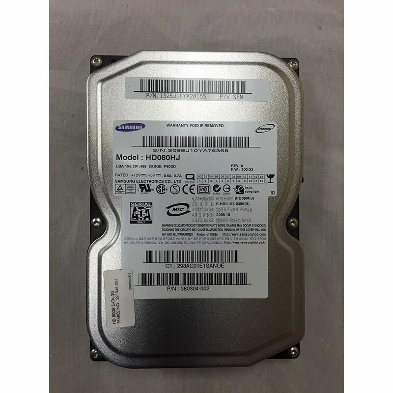 380304-002 - HP 80GB 7200 RPM SATA 3.5" HDD Samsung version - Image 1 of 1