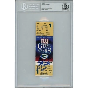Michael Strahan Autographed New York Giants Ticket Stub 22.5 Sacks Beckett 46065 - Picture 1 of 2