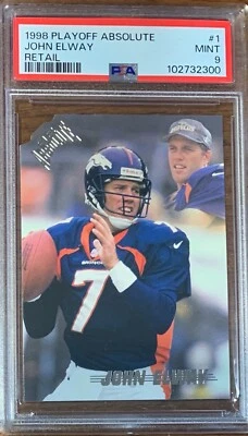 1998 Playoff Absolute Retail Die Cut #1 John Elway Broncos PSA 9 Pop 1 -4 higher - Image 1 of 2