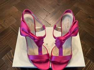 Kate Spade Shoes Lovely 7.5 Hot Pink Bow Satin Strappy Heel with Box - Picture 1 of 7