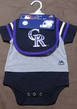 NEW w tag MLB COLORADO ROCKIES 3 PC BOYS Bodysuit Set 6-9 months Booties Bib