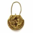 Vintage sparkly bright gold beaded handbag handmade in Hong Kong chain strap