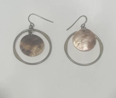 Pendientes de aro colgantes dorados y marrones concha marina informales boho playeros para mujer Foto 1 de 4