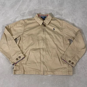 Vintage Polo Ralph Lauren Harrington Bomber Jacket Youth Size XL Pockets Beige - Picture 1 of 15